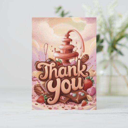 Snoepjes Eenvoudige Chocolade bedankkaart (Staand voorkant)