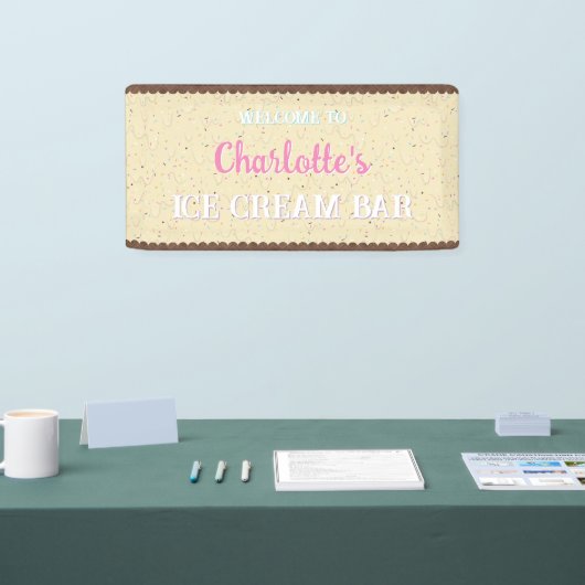 Snoepjes en ivoorkleurig ijs spandoek (Beurs)