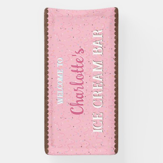 Snoepjes en Roze Ijs Spandoek (Verticaal)