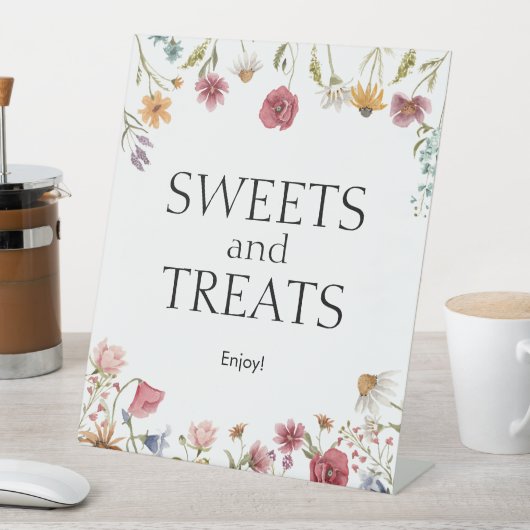 Snoepjes en traktaties Baby shower teken Floral Reclamebord Met Voetstuk (Insitu)