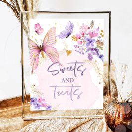 Snoepjes en traktaties Favorieten Vlinder Bloemen Poster