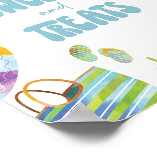 Snoepjes en Treats Pool Party Station Sign Poster (Hoek)