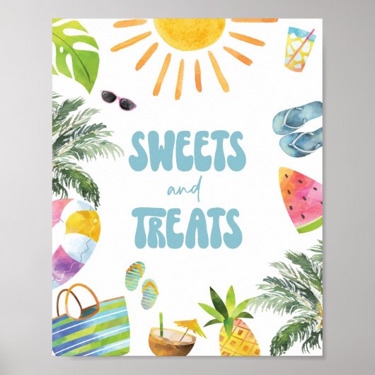 Snoepjes en Treats Pool Party Station Sign Poster (Voorkant)