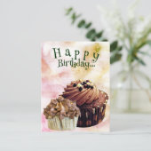 Snoepjes Happy Birthday Cupcakes| Ansichtkaart Briefkaart (Staand voorkant)