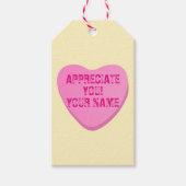 Snoepjes hart met aangepaste tekst-roze hart op ge cadeaulabel (Voorkant)