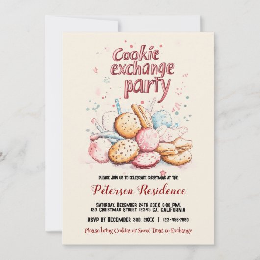 Snoepjes in het moderne kerstkoekjesuitwisselingsf kaart (Voorkant)