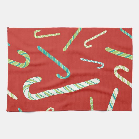 snoepjes op een rode achtergrond theedoek (Horizontaal)