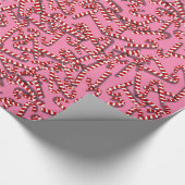 snoepjes op roze kerstpapier cadeaupapier (Hoek)