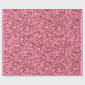 snoepjes op roze kerstpapier cadeaupapier (Vlak)