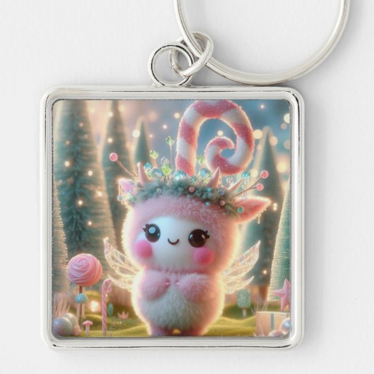 Snoepjes roze vleugels sleutelhanger (Voorkant)