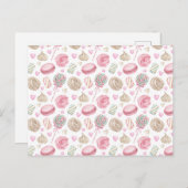Snoepjes Roze Waterverf Patroon Briefkaart (Voorkant / Achterkant)