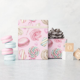 Snoepjes Roze Waterverf Patroon Cadeaupapier