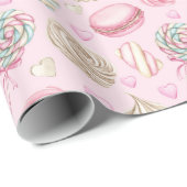 Snoepjes Roze Waterverf Patroon Cadeaupapier (Rol Hoek)