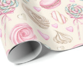 Snoepjes Roze Waterverf Patroon Cadeaupapier (Rol Hoek)