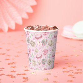 Snoepjes Roze Waterverf Patroon Papieren Bekers