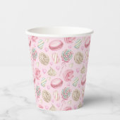 Snoepjes Roze Waterverf Patroon Papieren Bekers (Voorkant)
