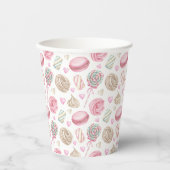 Snoepjes Roze Waterverf Patroon Papieren Bekers (Voorkant)