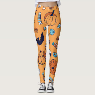 Snoepjes schedel pompoen vleermuis naadloos patroo leggings