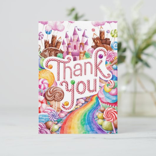 Snoepjes Scoops Candyland bedankkaart (Staand voorkant)