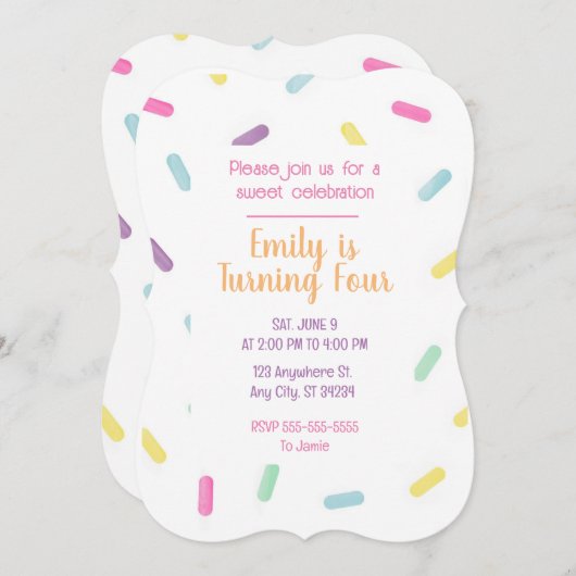 Snoepjes Strooigoed Verjaardagsuitnodiging Kaart (Voorkant / Achterkant)