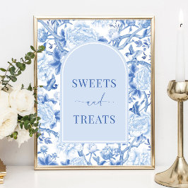 Snoepjes & Treats Blauw Witte Chinoiserie Bruiloft Poster