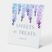 Snoepjes & Treats Modern Bloemen Bruiloft Event Reclamebord Met Voetstuk (Voorkant)