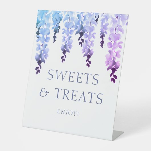 Snoepjes & Treats Modern Bloemen Bruiloft Event Reclamebord Met Voetstuk (Voorkant)