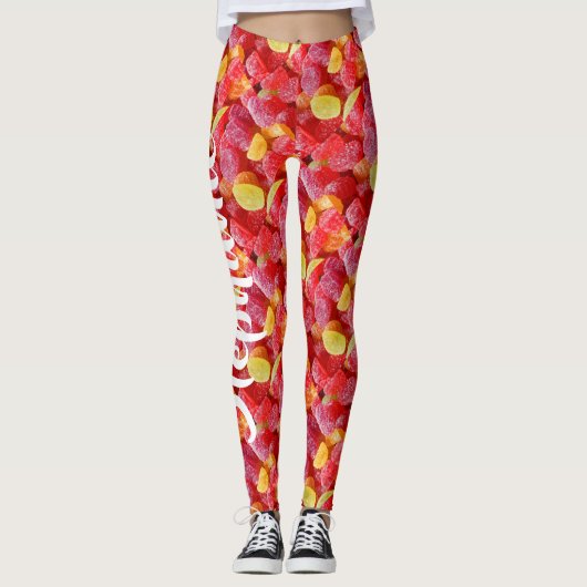 Snoepjes van rood Oranje geel Snoep, gepersonalise Leggings (Voorkant)