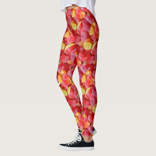 Snoepjes van rood Oranje geel Snoep, gepersonalise Leggings (Links)