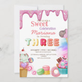 Snoepjes Viering IJs Cupcakes 3e verjaardag Kaart (Voorkant)