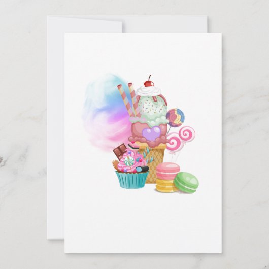 Snoepjes Viering IJs Cupcakes 3e verjaardag Kaart (Achterkant)