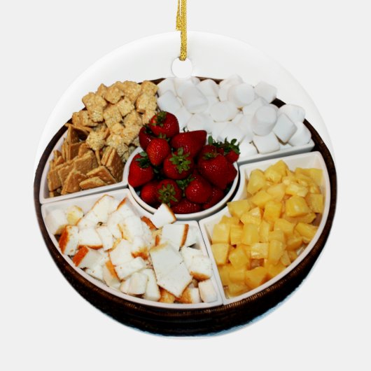 Snoepjes voor chocoladefondue keramisch ornament (Achterkant)