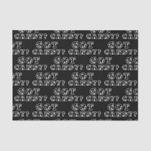 Snoepjes? Zwarte en Witte Schedels Halloween Tissuepapier (Voorkant)