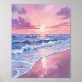 Snoepjesstrand | Roze Oceaangolven Schilderij Poster (Voorkant)