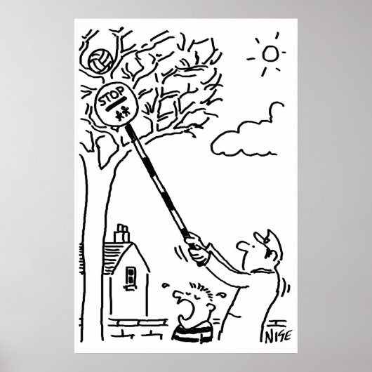 Snoepjestokker redt bal uit boom poster (Voorkant)