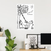 Snoepjestokker redt bal uit boom poster (Thuiskantoor)