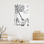 Snoepjestokker redt bal uit boom poster (Keuken)