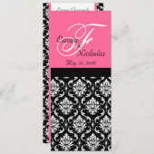 Snoepkaarten voor het bruiloft Hot Pink Monogram D Menu (Voorkant / Achterkant)