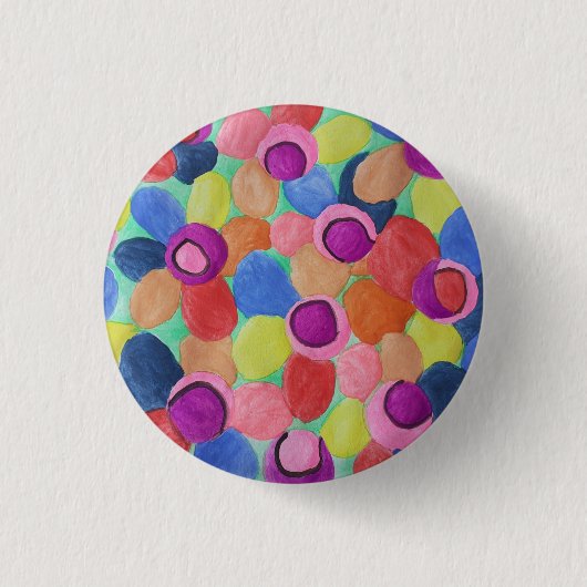 Snoepkleurige Bloemen Badge Ronde Button 3,2 Cm (Voorkant)