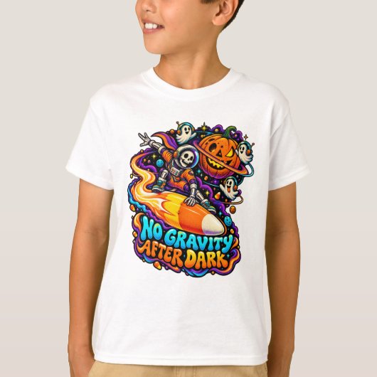 Snoepkomeet Skelet Ruimte Halloween T-shirt (Voorkant)