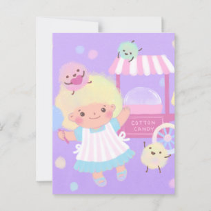 Snoepmeisje met zoete pluizige monsters briefkaart