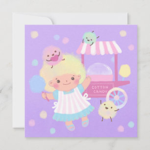 Snoepmeisje met zoete pluizige monsters kaart