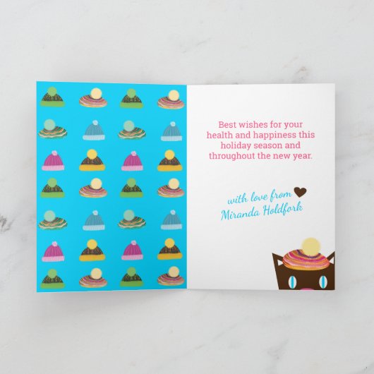 Snoepnaalden voor petten met een grappige katteker feestdagen kaart (Binnen)