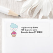 Snoepregen op Cupcake Etiket (Insitu)