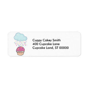 Snoepregen op Cupcake Etiket