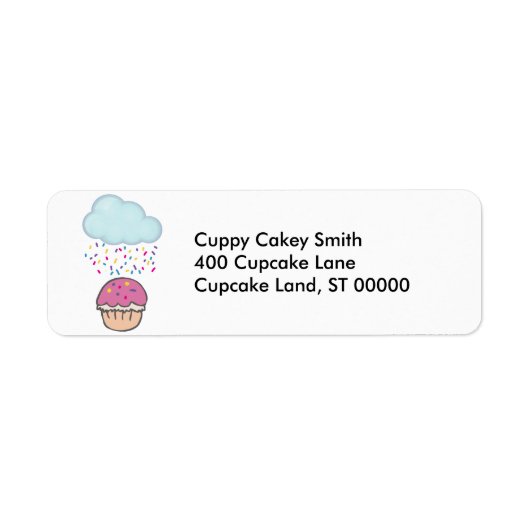 Snoepregen op Cupcake Etiket (Voorkant)