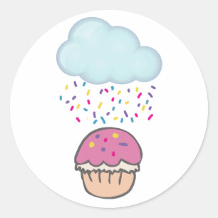 Snoepregen op Cupcake Ronde Sticker