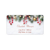 Snoepriet, dennenboomtakken, ballen vakantie etiket (Voorkant)