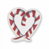 Snoepriet gestreept hart sticker (Voorkant)