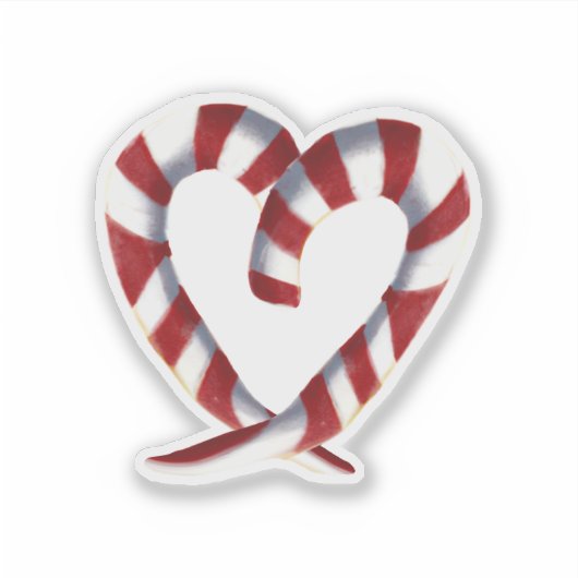 Snoepriet gestreept hart sticker (Voorkant)